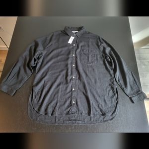 Old Navy Long Sleeve Black Tunic Style Oversized Button Down Shirt Size Medium